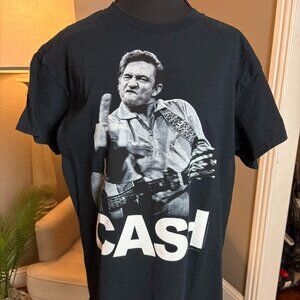 Johnny Cash Middle Finger Black T-Shirt, Size Large